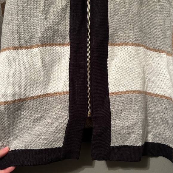 NWT Anne Klein XL Heather Grey Poncho Jacket Zip-Up Heavyweight Sweater Hoodie - Picture 5 of 15